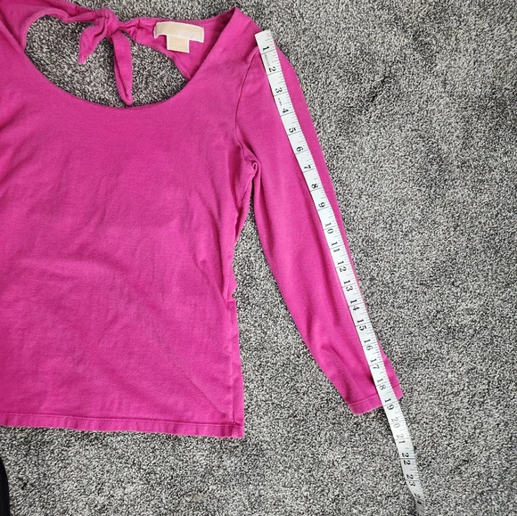 Michael Michael Kors Medium Pink Bow Open Back Spring Longsleeve Blouse - Picture 8 of 9